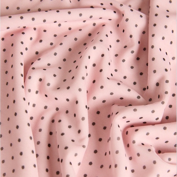 Laura Polka Dot Ruffled Mesh Sleeves Top Rose Quartz Pink - Picture 6 of 11